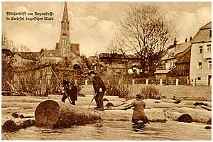 Holztrift auf dem Regen bei Zwiesel - 1910 © Archiv Graßl, Viechtach
